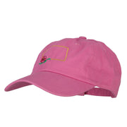 North Dakota Prairie Rose with Map Embroidered Unstructured Washed Cap