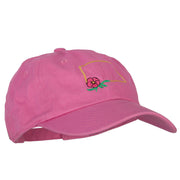 North Dakota Prairie Rose with Map Embroidered Unstructured Washed Cap