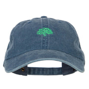 Oak Tree Embroidered Washed Buckle Cap