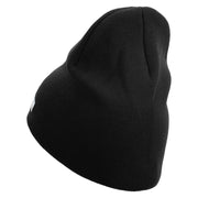 Licensed US Army Retired Military Embroidered 8 Inch Solid Knit Short Beanie Made in USA - Black OSFM