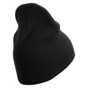 Licensed US Army Retired Military Embroidered 8 Inch Solid Knit Short Beanie Made in USA - Black OSFM