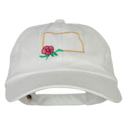 North Dakota Prairie Rose with Map Embroidered Unstructured Washed Cap