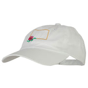 North Dakota Prairie Rose with Map Embroidered Unstructured Washed Cap