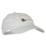 North Dakota Prairie Rose with Map Embroidered Unstructured Washed Cap