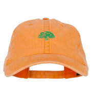 Oak Tree Embroidered Washed Buckle Cap