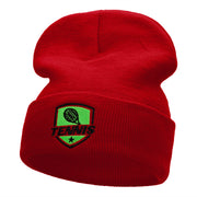 Tennis Racquet Logo Embroidered Long Knitted Beanie