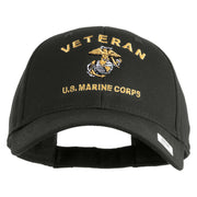 Veteran US Marine Corps Embroidered Solid Cotton Twill Low Profile Cap - Charcoal OSFM