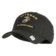 Veteran US Marine Corps Embroidered Solid Cotton Twill Low Profile Cap - Charcoal OSFM
