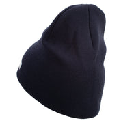 Licensed US Army Retired Military Embroidered 8 Inch Solid Knit Short Beanie Made in USA - Navy OSFM