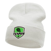 Tennis Racquet Logo Embroidered Long Knitted Beanie