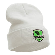 Tennis Racquet Logo Embroidered Long Knitted Beanie