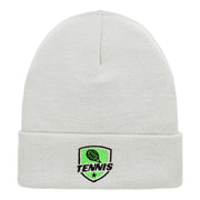 Tennis Racquet Logo Embroidered Long Knitted Beanie