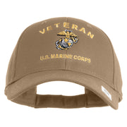 Veteran US Marine Corps Embroidered Solid Cotton Twill Low Profile Cap - Khaki OSFM