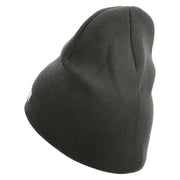 Licensed US Army Retired Military Embroidered 8 Inch Solid Knit Short Beanie Made in USA - Charcoal OSFM