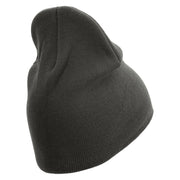 Licensed US Army Retired Military Embroidered 8 Inch Solid Knit Short Beanie Made in USA - Charcoal OSFM