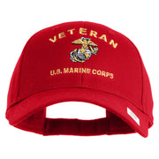 Veteran US Marine Corps Embroidered Solid Cotton Twill Low Profile Cap - Red OSFM