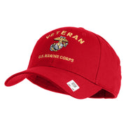 Veteran US Marine Corps Embroidered Solid Cotton Twill Low Profile Cap - Red OSFM