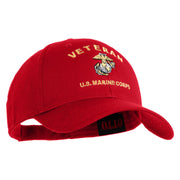 Veteran US Marine Corps Embroidered Solid Cotton Twill Low Profile Cap - Red OSFM