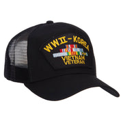 WW2 Korea Vietnam Veteran Patched Mesh Cap