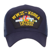 WW2 Korea Vietnam Veteran Patched Mesh Cap