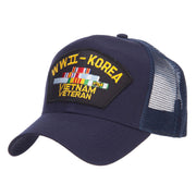 WW2 Korea Vietnam Veteran Patched Mesh Cap