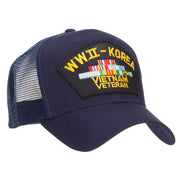 WW2 Korea Vietnam Veteran Patched Mesh Cap