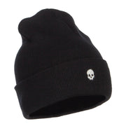 Mini Skull Embroidered Long Beanie