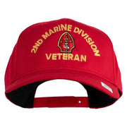 2nd Marine Division Veteren Embroidered Solid Cotton Twill Pro Style Cap - Red OSFM