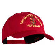 2nd Marine Division Veteren Embroidered Solid Cotton Twill Pro Style Cap - Red OSFM