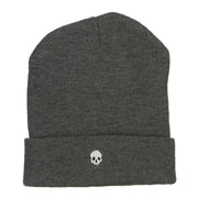 Mini Skull Embroidered Long Beanie