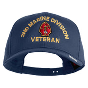 2nd Marine Division Veteren Embroidered Solid Cotton Twill Pro Style Cap - Navy OSFM