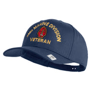 2nd Marine Division Veteren Embroidered Solid Cotton Twill Pro Style Cap - Navy OSFM