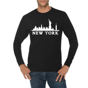 Statue of Liberty Skyline Graphic Long Sleeve Crewneck Tee