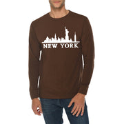 Statue of Liberty Skyline Graphic Long Sleeve Crewneck Tee