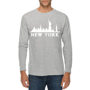 Statue of Liberty Skyline Graphic Long Sleeve Crewneck Tee