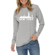 Statue of Liberty Skyline Graphic Long Sleeve Crewneck Tee