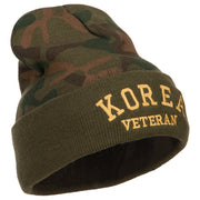 Korea Veteran Letters Embroidered Camo Long Beanie