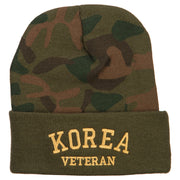 Korea Veteran Letters Embroidered Camo Long Beanie