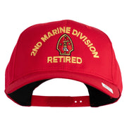 2nd Marine Division Retired Embroidered Solid Cotton Twill Pro Style Cap - Red OSFM