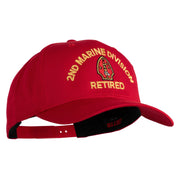 2nd Marine Division Retired Embroidered Solid Cotton Twill Pro Style Cap - Red OSFM
