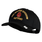 2nd Marine Division Retired Embroidered Solid Cotton Twill Pro Style Cap - Black OSFM