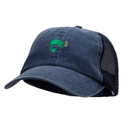 Hook Link and Fish Embroidered Washed Trucker Cap