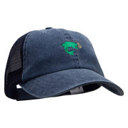 Hook Link and Fish Embroidered Washed Trucker Cap