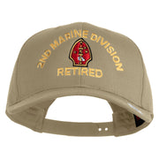2nd Marine Division Retired Embroidered Solid Cotton Twill Pro Style Cap - Khaki OSFM