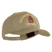2nd Marine Division Retired Embroidered Solid Cotton Twill Pro Style Cap - Khaki OSFM