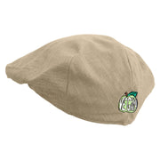 Vegan Embroidered Men's Linen Ivy Cap - Khaki S-M