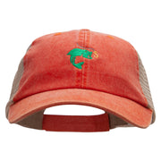 Hook Link and Fish Embroidered Washed Trucker Cap