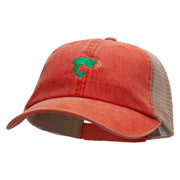 Hook Link and Fish Embroidered Washed Trucker Cap