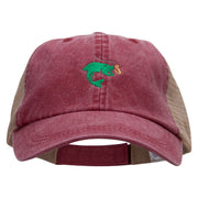 Hook Link and Fish Embroidered Washed Trucker Cap