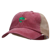 Hook Link and Fish Embroidered Washed Trucker Cap